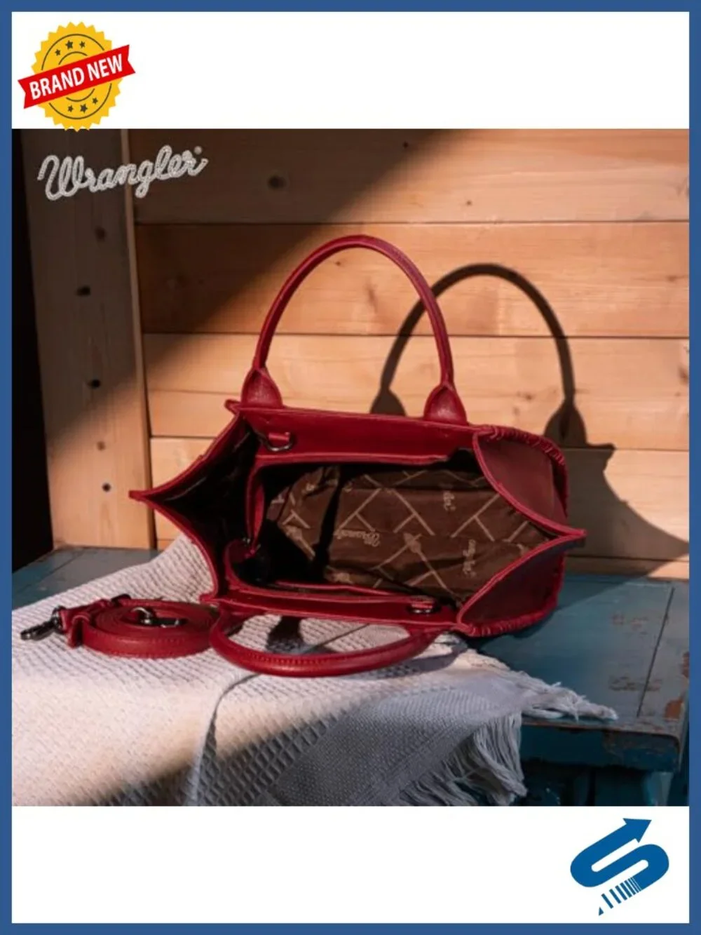Wrangler Embroidered Tote Bag Faux Leather Top Handle Crossbody